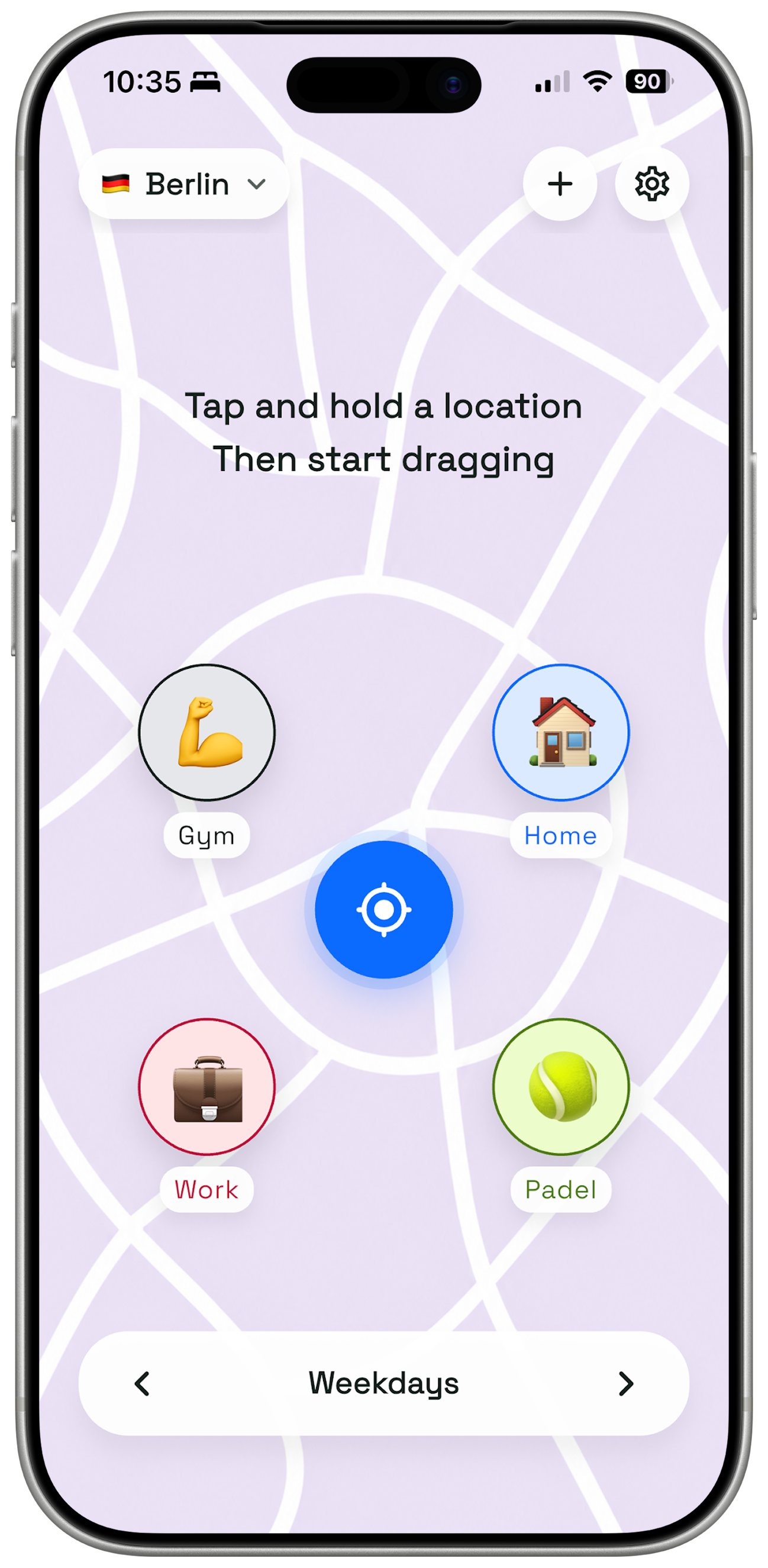 PreMap app preview showing a route launcher
